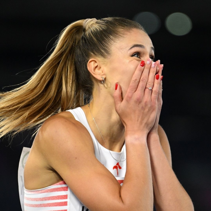 Natalia Kaczmarek cieszy się po zwycięstwie