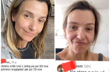 Joanna Koroniewska pozuje na plaży. Na zdjęcie wklejono nieprzychylny komentarz o jej wyglądzie.