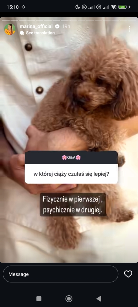 Zrzut ekranu z InstaStories Mariny Łuczenko